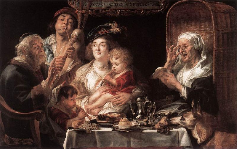 JORDAENS, Jacob As the Old Sang the Young Play Pipes dy oil painting picture